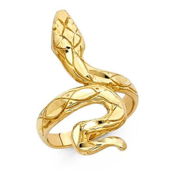 Snake Wrap Around Style Real 14k Yellow Gold Ring